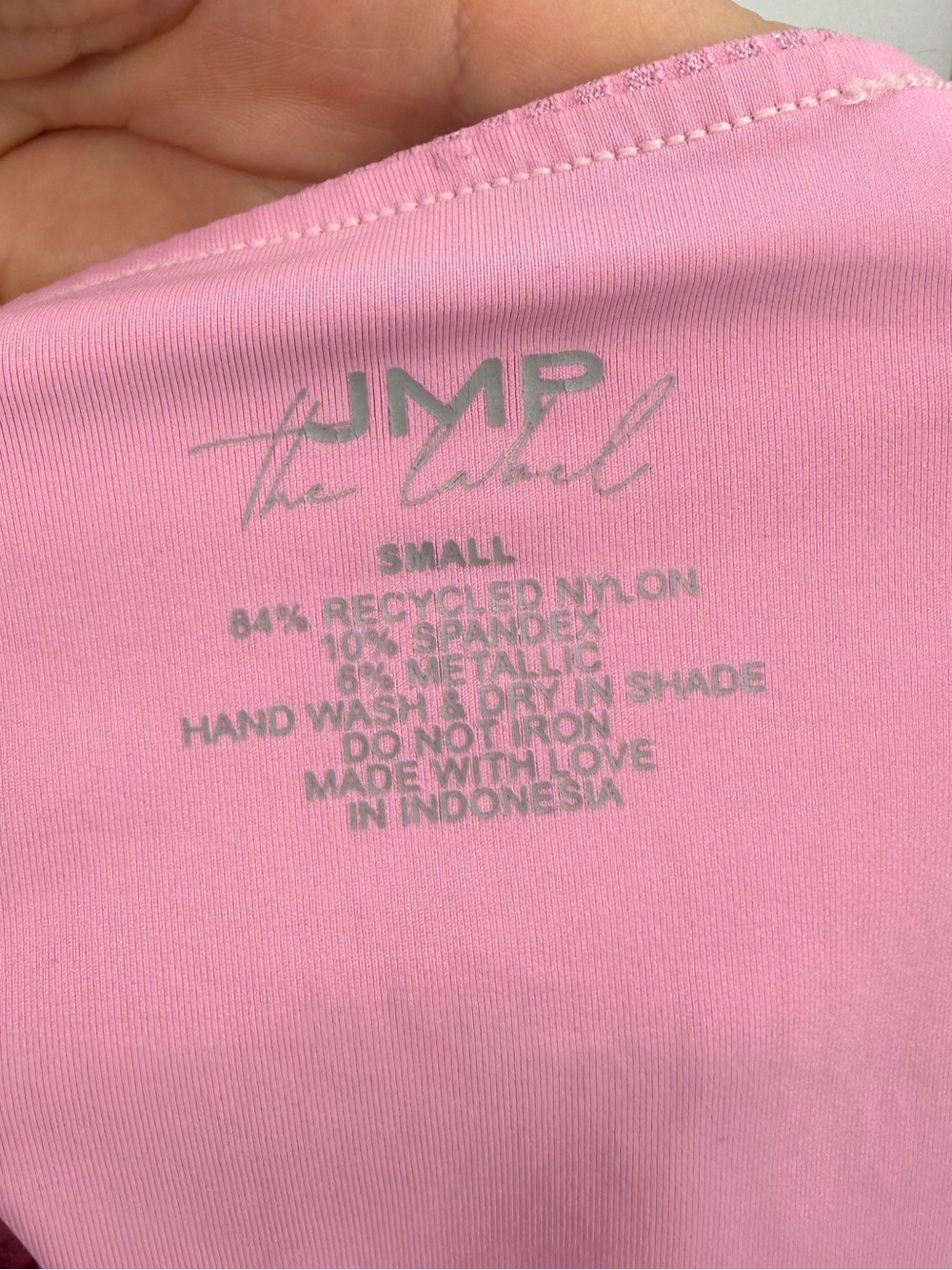 JMP The Label Ribbed Ruched Side-Tie Tankini Top | Sparkly Pink | Small - Picture 4 of 4